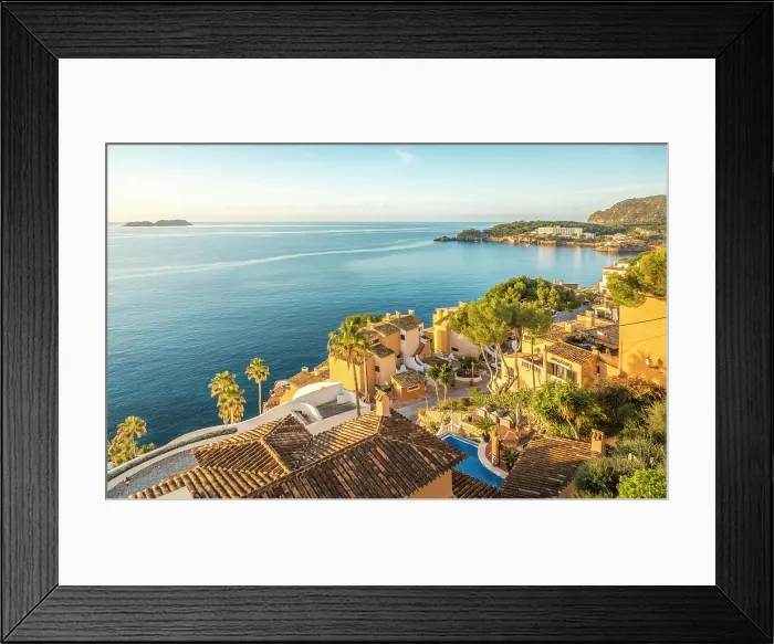 Framed Print : Sunrise over the rooftops of Cala Fornells, Mallorca, Balearic Islands, Spain Framed Print : Sunrise over the rooftops of Cala Fornells, Mallorca, Balearic Islands, Spain