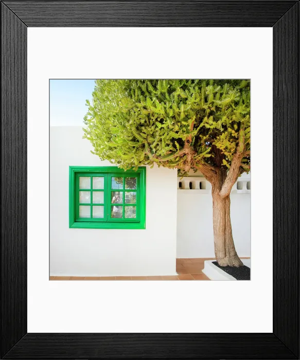 Framed Print : White house and tree, Tahiche, Lanzarote, Canary Islands, Spain Framed Print : White house and tree, Tahiche, Lanzarote, Canary Islands, Spain
