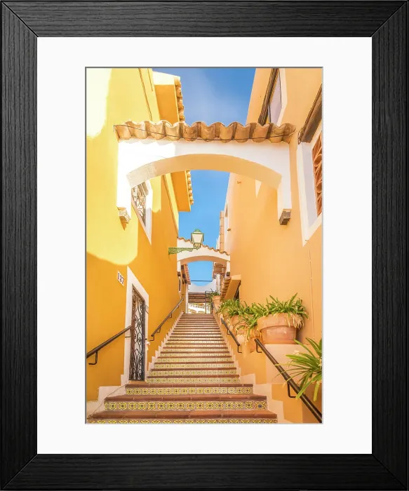 Framed Print : Colorful staircase in Cala Fornells, Mallorca, Balearic Islands, Spain Framed Print : Colorful staircase in Cala Fornells, Mallorca, Balearic Islands, Spain