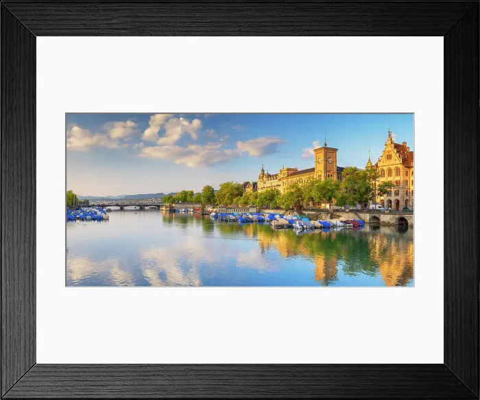 Framed Print : Limmat River at sunrise, Zurich, Switzerland Framed Print : Limmat River at sunrise, Zurich, Switzerland