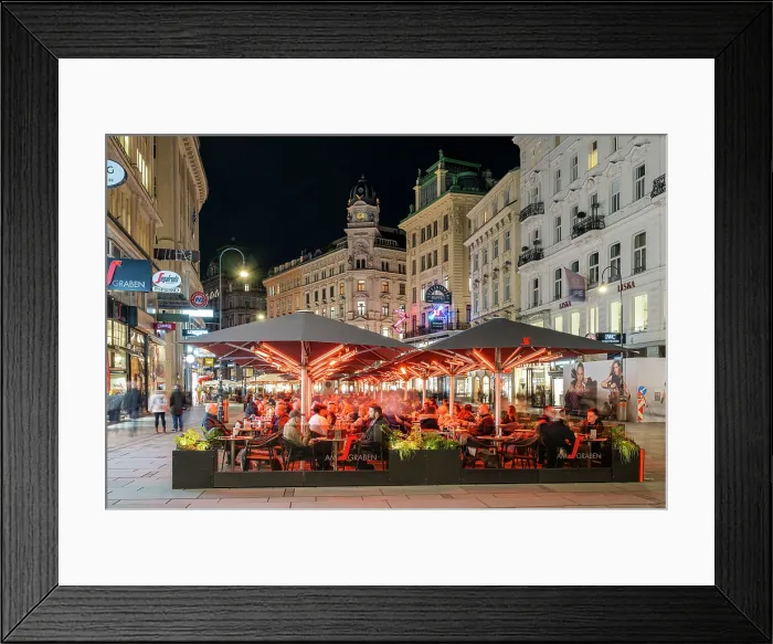 Framed Print : Outdoor cafe in Graben pedestrian street, Vienna, Austria Framed Print : Outdoor cafe in Graben pedestrian street, Vienna, Austria
