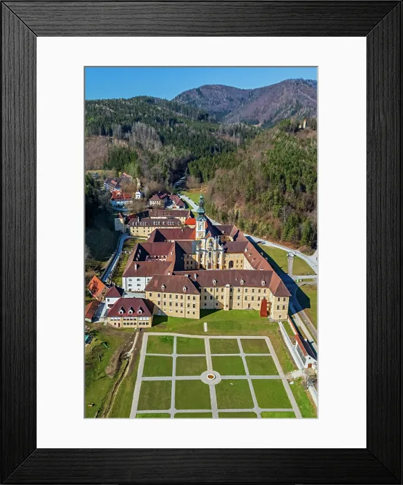 Framed Print : Aerial view of Rein Abbey, Gratwein, Styria, Austria Framed Print : Aerial view of Rein Abbey, Gratwein, Styria, Austria