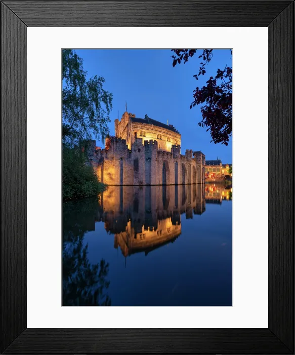 Framed Print : Gravensteen Castle at Night, Ghent, Belgiium
