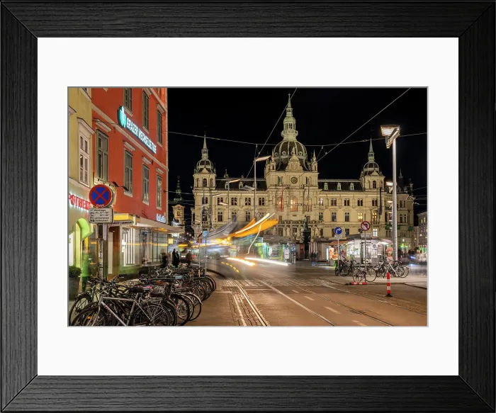 Framed Print : Night view of City Hall, Graz, Styria, Austria Framed Print : Night view of City Hall, Graz, Styria, Austria
