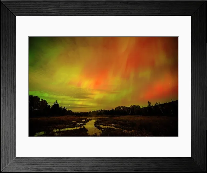 Framed Print : Aurora and autumn wetland, Greater Sudbury, Ontario, Canada Framed Print : Aurora and autumn wetland, Greater Sudbury, Ontario, Canada