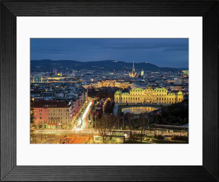 Framed Print : City skyline with Upper Belvedere building complex in the foreground, Vienna, Austria Framed Print : City skyline with Upper Belvedere building complex in the foreground, Vienna, Austria