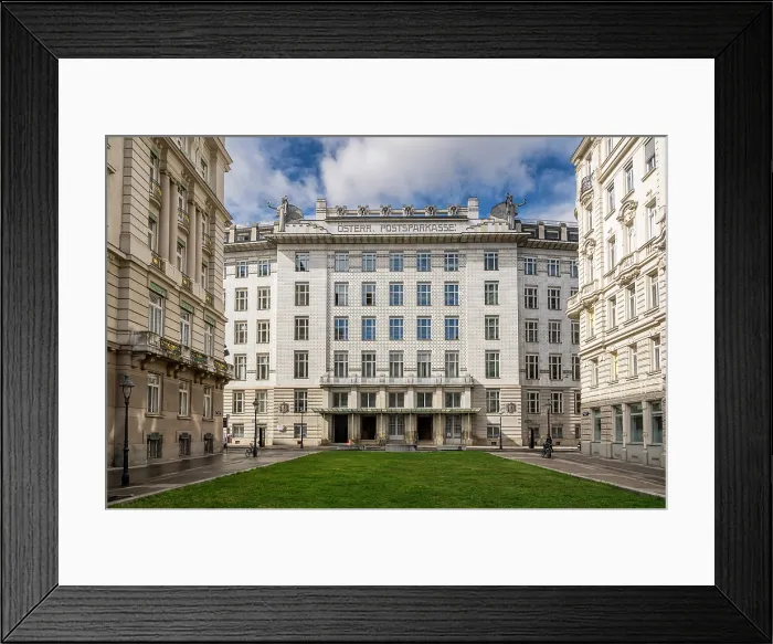Framed Print : Austrian Postal Savings Bank building (Osterreichische Postsparkasse) designed by Austrian architect Otto Wagner, Vienna, Austria