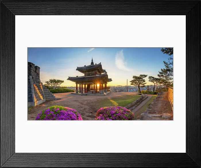 Framed Print : Western Command Post (Seojangdae) of Hwaseong Fortress (UNESCO World Heritage Site) at sunrise, Suwon, Gyeonggi Province, South Korea Framed Print : Western Command Post (Seojangdae) of Hwaseong Fortress (UNESCO World Heritage Site) at sunrise, Suwon, Gyeonggi Province, South Korea