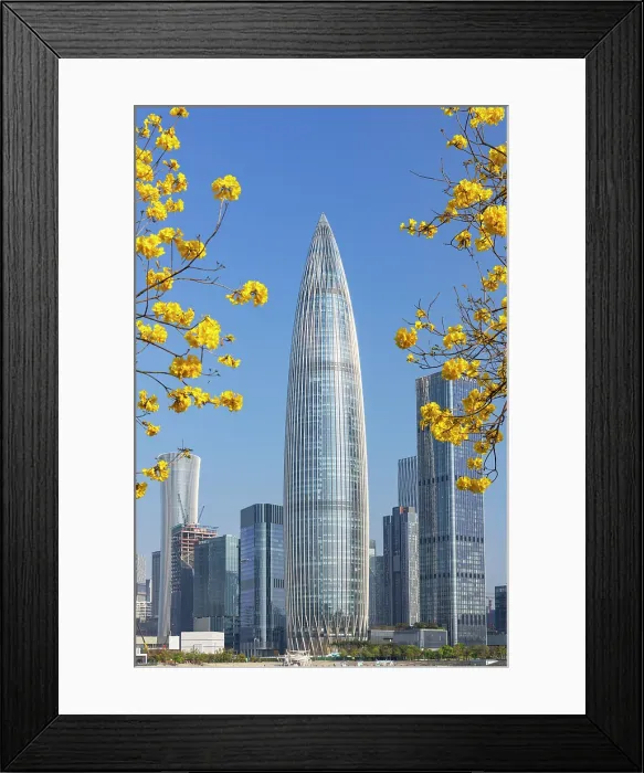 Framed Print : China Resources Building and skyline from Talent Park, Shenzhen Bay, Shenzhen, Guangdong, China