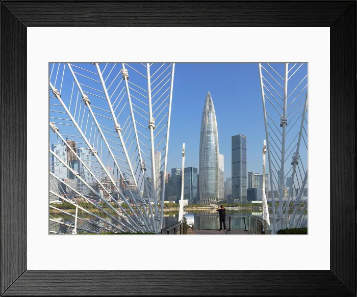 Framed Print : China Resources Building and skyline from Talent Park, Shenzhen Bay, Shenzhen, Guangdong, China