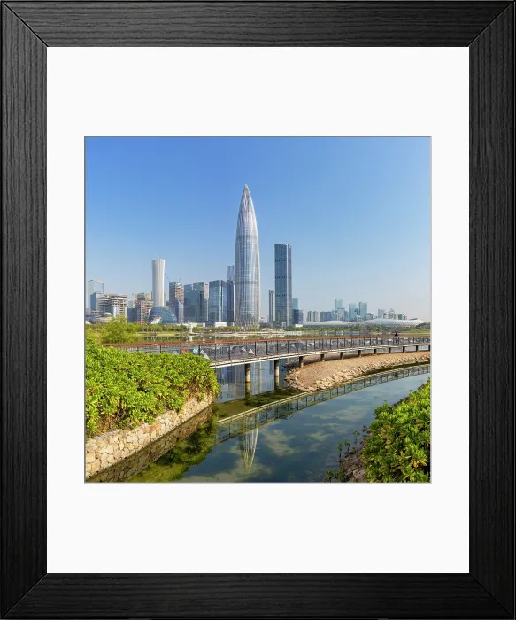 Framed Print : China Resources Building and skyline from Talent Park, Shenzhen Bay, Shenzhen, Guangdong, China
