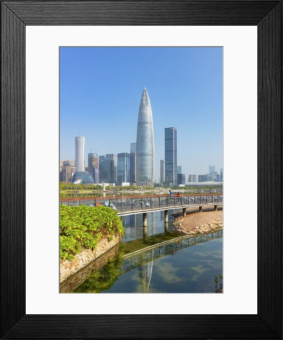 Framed Print : China Resources Building and skyline from Talent Park, Shenzhen Bay, Shenzhen, Guangdong, China