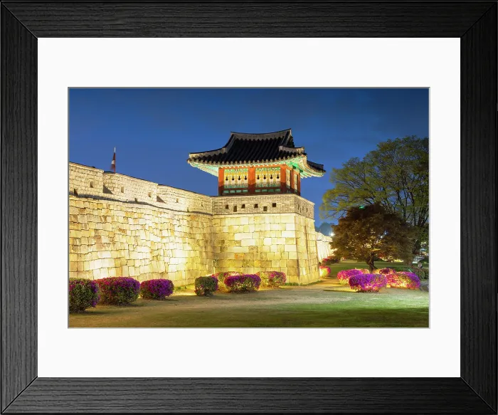 Framed Print : City walls and watchtower of Hwaseong Fortress (UNESCO World Heritage Site) at dusk, Suwon, Gyeonggi Province, South Korea Framed Print : City walls and watchtower of Hwaseong Fortress (UNESCO World Heritage Site) at dusk, Suwon, Gyeonggi Province, South Korea
