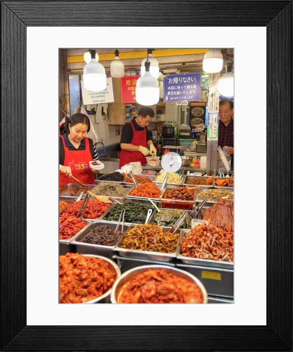 Framed Print : Pickled vegetable stall in Gwangjang Market, Seoul, Seoul Metropolitan Area, South Korea Framed Print : Pickled vegetable stall in Gwangjang Market, Seoul, Seoul Metropolitan Area, South Korea