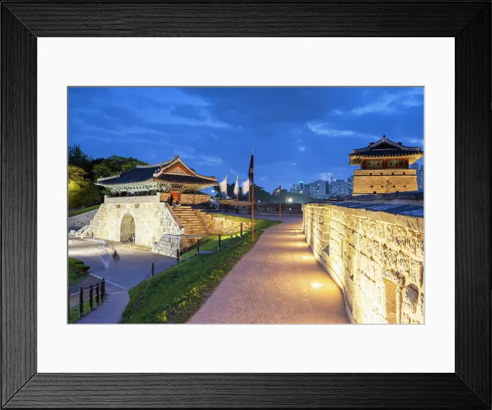 Framed Print : Hwaseomun Gate of Hwaseong Fortress (UNESCO World Heritage Site) at dusk, Suwon, Gyeonggi Province, South Korea Framed Print : Hwaseomun Gate of Hwaseong Fortress (UNESCO World Heritage Site) at dusk, Suwon, Gyeonggi Province, South Korea