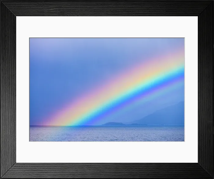 Framed Print : Squall and rainbow in the Strait, Strait of Magellan, Patagonia, Chile