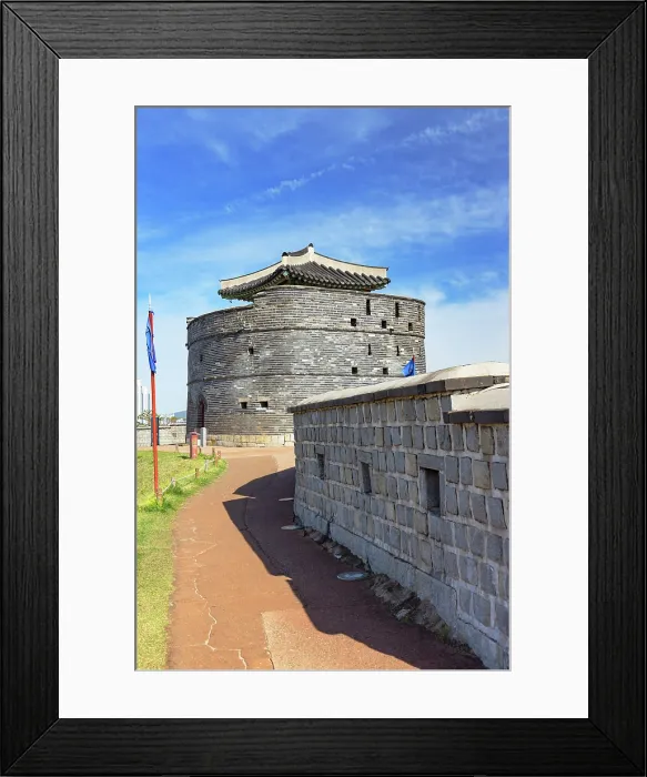 Framed Print : Dongbukgongsimdon Post and city walls of Hwaseong Fortress (UNESCO World Heritage Site), Suwon, Gyeonggi Province, South Korea Framed Print : Dongbukgongsimdon Post and city walls of Hwaseong Fortress (UNESCO World Heritage Site), Suwon, Gyeonggi Province, South Korea