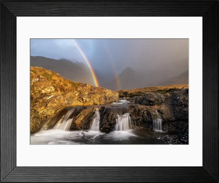 Framed Print : Double rainbow over the Black Cuillins and the Fairy Pools, Glenbrittle, Isle of Skye, Scotland. Winter (February) 2025 Framed Print : Double rainbow over the Black Cuillins and the Fairy Pools, Glenbrittle, Isle of Skye, Scotland. Winter (February) 2025