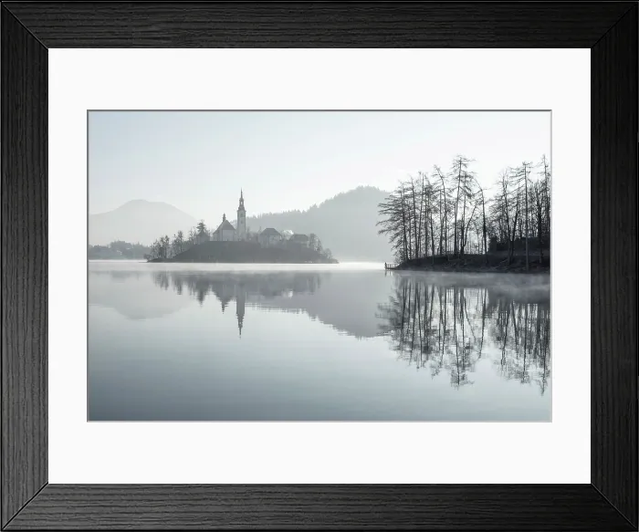 Framed Print : Church of the Assumption of the Blessed Virgin Mary, on an island in Lake Bled in winter at dawn, Bled, Slovenia Framed Print : Church of the Assumption of the Blessed Virgin Mary, on an island in Lake Bled in winter at dawn, Bled, Slovenia
