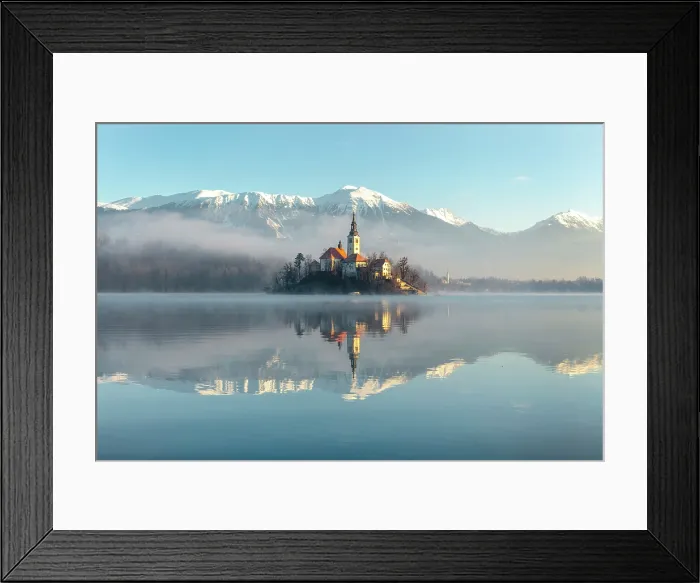 Framed Print : Church of the Assumption of the Blessed Virgin Mary, on Bled island, Lake Bled, in winter, with the Julian Alps in the distance, Bled, Slovenia Framed Print : Church of the Assumption of the Blessed Virgin Mary, on Bled island, Lake Bled, in winter, with the Julian Alps in the distance, Bled, Slovenia