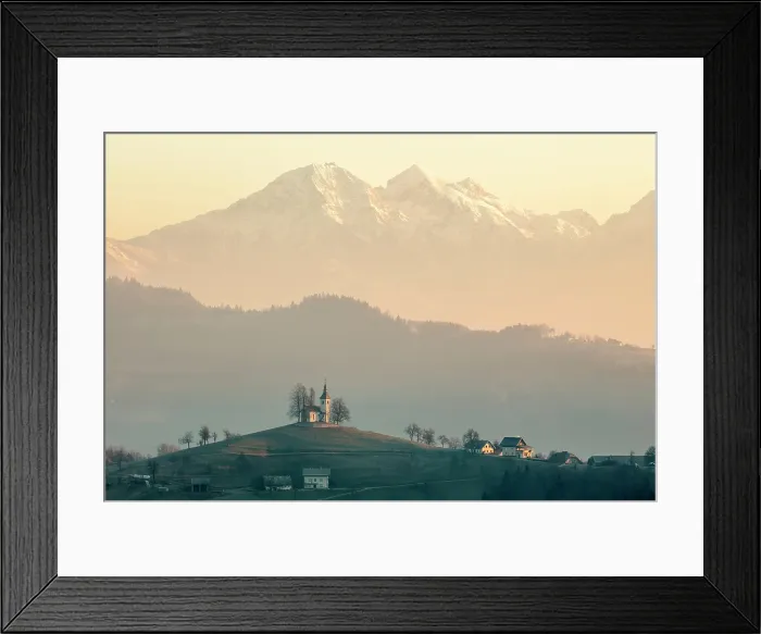 Framed Print : Church of St. Thomas and the Kamink Savinja Alps, Skofja Loka, Slovenia Framed Print : Church of St. Thomas and the Kamink Savinja Alps, Skofja Loka, Slovenia