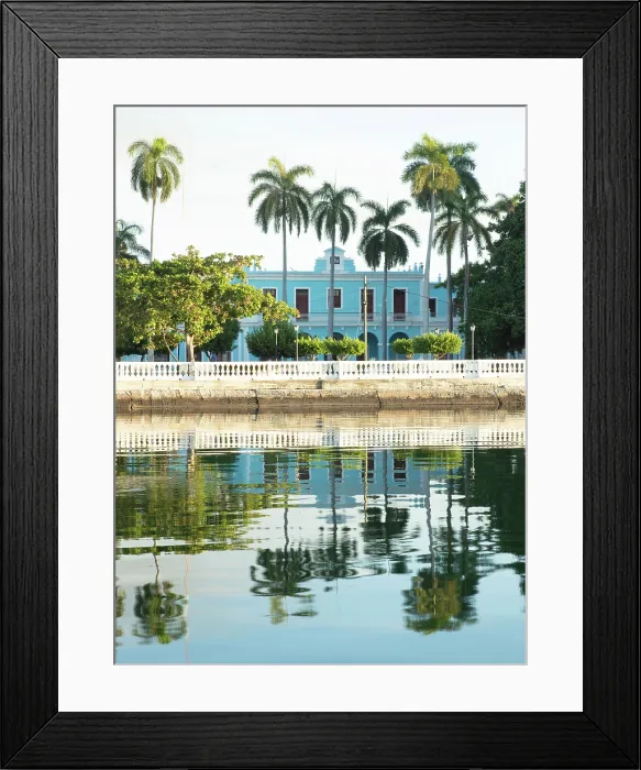 Framed Print : Blue building and reflection on water, Cienfuegos, Cienfuegos Province, Cuba Framed Print : Blue building and reflection on water, Cienfuegos, Cienfuegos Province, Cuba