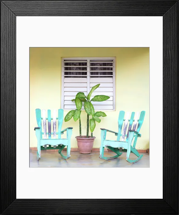 Framed Print : Traditional rocking chairs on the front porch of a house in Vinales, Pinar del Rio Province, Cuba Framed Print : Traditional rocking chairs on the front porch of a house in Vinales, Pinar del Rio Province, Cuba