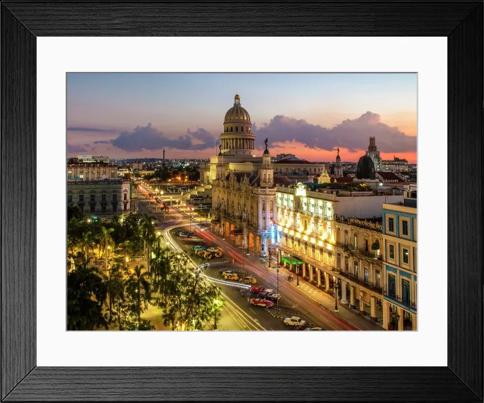 Framed Print : Elevated view at dusk towards the Capitol Building (Capitolio), Havana (La Habana), Cuba Framed Print : Elevated view at dusk towards the Capitol Building (Capitolio), Havana (La Habana), Cuba