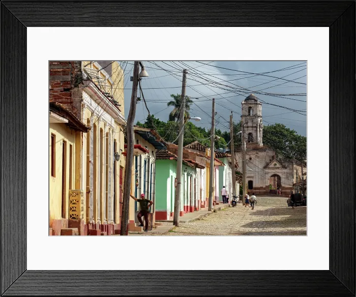 Framed Print : Colourful colonial houses on a cobbled street in the historic centre of Trinidad, Sancti Spiritus Province, Cuba Framed Print : Colourful colonial houses on a cobbled street in the historic centre of Trinidad, Sancti Spiritus Province, Cuba