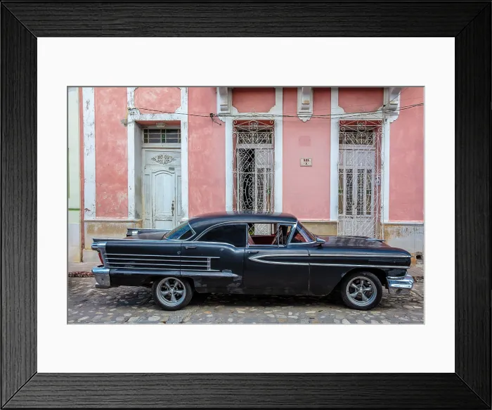 Framed Print : Old American car parked on cobbled street, Centro Havana, Havana, Cuba Framed Print : Old American car parked on cobbled street, Centro Havana, Havana, Cuba