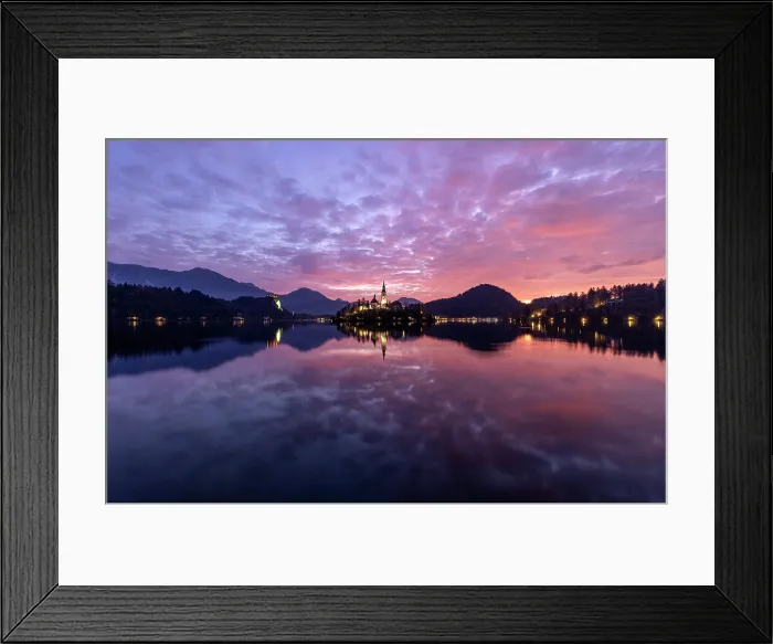 Framed Print : Church of the Assumption of the Blessed Virgin Mary, on Bled island, Lake Bled, at sunrise, Bled, Slovenia Framed Print : Church of the Assumption of the Blessed Virgin Mary, on Bled island, Lake Bled, at sunrise, Bled, Slovenia
