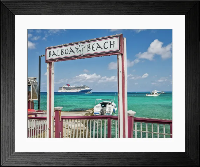 Framed Print : Balboa Beach and cruise ship offshore on Grand Cayman, Cayman Islands, British West Indies Framed Print : Balboa Beach and cruise ship offshore on Grand Cayman, Cayman Islands, British West Indies