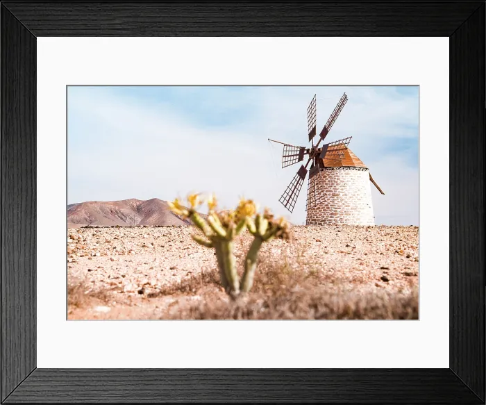 Framed Print : Whitewashed windmill in the desert landscape, Tefia, Fuerteventura, Canary Islands, Spain Framed Print : Whitewashed windmill in the desert landscape, Tefia, Fuerteventura, Canary Islands, Spain