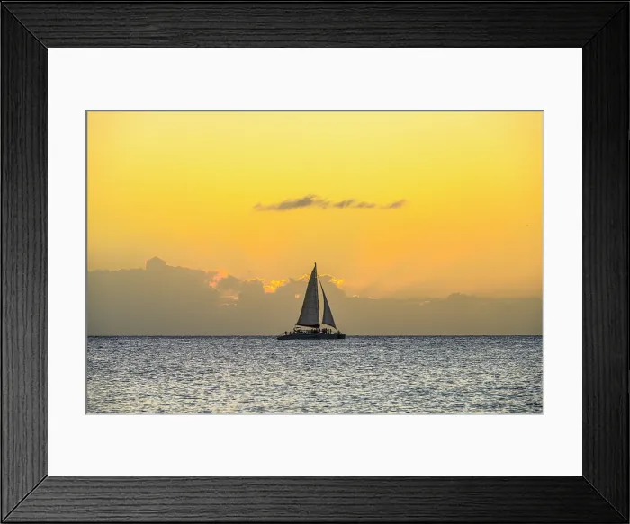 Framed Print : Sailboat at sunset, George Town, Grand Cayman, Cayman Islands Framed Print : Sailboat at sunset, George Town, Grand Cayman, Cayman Islands