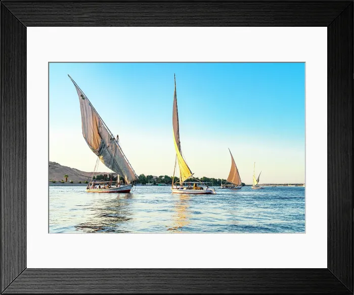 Framed Print : Felucca sail boats on River Nile, Aswan, Egypt Framed Print : Felucca sail boats on River Nile, Aswan, Egypt