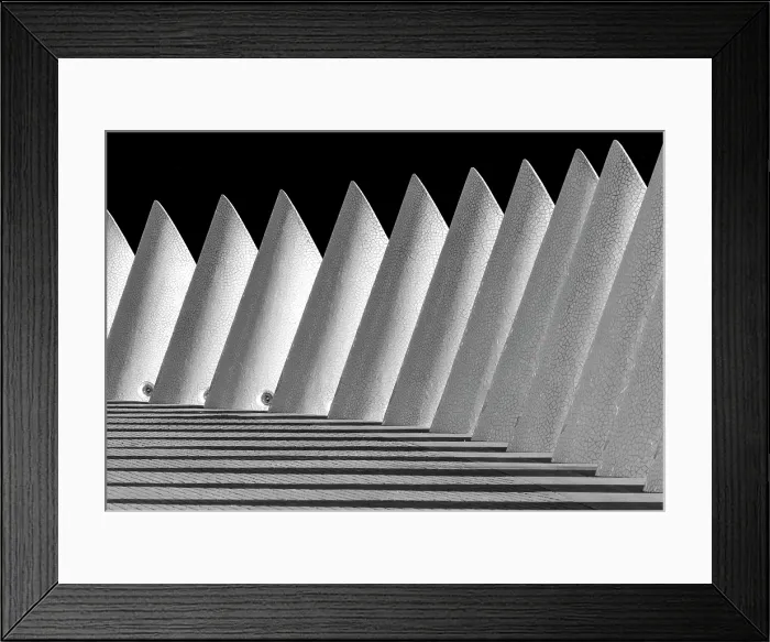 Framed Print : Conical air vents and shadows, Ciudad de los artes y ciencias (City of Arts and Sciences), Valencia, Spain
