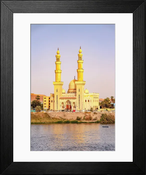 Framed Print : Mosque on banks of Nile River, Aswan, Egypt Framed Print : Mosque on banks of Nile River, Aswan, Egypt