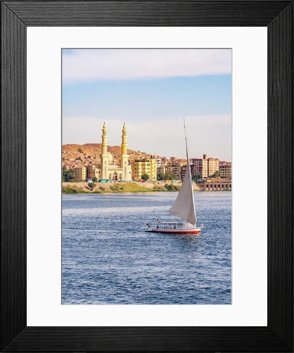 Framed Print : Felucca sailing on the Nile River, Aswan, Egypt Framed Print : Felucca sailing on the Nile River, Aswan, Egypt