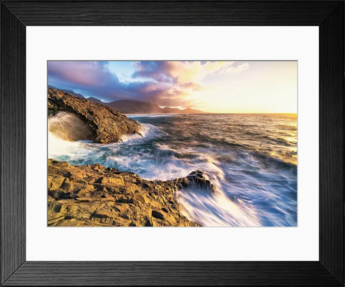 Framed Print : Sunset over the breaking waves washing Cofete Beach, Jandia Nature Park, Fuerteventura, Canary Islands, Spain Framed Print : Sunset over the breaking waves washing Cofete Beach, Jandia Nature Park, Fuerteventura, Canary Islands, Spain