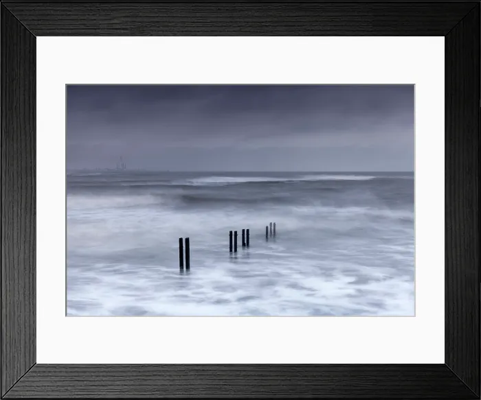 Framed Print : Posts of an old pier in stormy seas, Whitley Bay, Tyne and Wear, England Framed Print : Posts of an old pier in stormy seas, Whitley Bay, Tyne and Wear, England