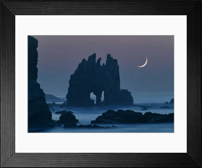 Framed Print : Moon over Sauron's Mask, Playa de Portizuelo, Asturias, Northern Spain Framed Print : Moon over Sauron's Mask, Playa de Portizuelo, Asturias, Northern Spain