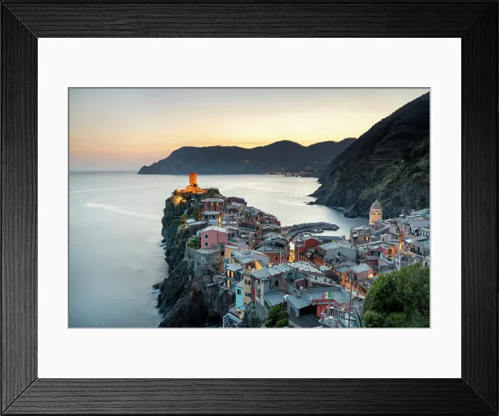 Framed Print : The colorful village of Vernazza at sunset, Cinque Terre, La Spezia district, Liguria, Italy Framed Print : The colorful village of Vernazza at sunset, Cinque Terre, La Spezia district, Liguria, Italy