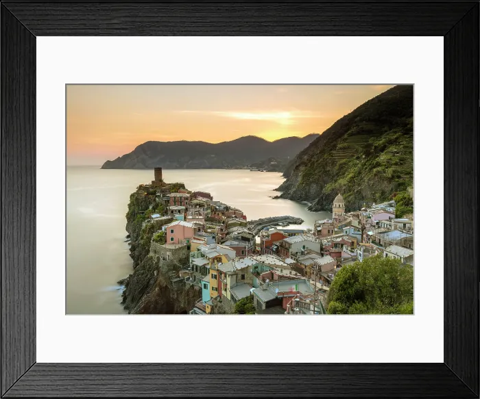 Framed Print : The colorful village of Vernazza at sunset, Cinque Terre, La Spezia district, Liguria, Italy Framed Print : The colorful village of Vernazza at sunset, Cinque Terre, La Spezia district, Liguria, Italy