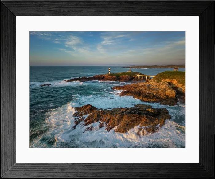Framed Print : Aerial View over Isla Plancha Lighthouse, Ribadeo, Galicia, Northern Spain Framed Print : Aerial View over Isla Plancha Lighthouse, Ribadeo, Galicia, Northern Spain