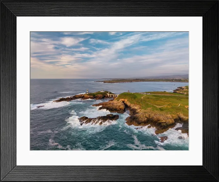 Framed Print : Aerial View over Isla Plancha Lighthouse, Ribadeo, Galicia, Northern Spain Framed Print : Aerial View over Isla Plancha Lighthouse, Ribadeo, Galicia, Northern Spain