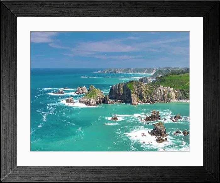 Framed Print : Aerial View Above Playa del Silencio, Asturias, Northern Spain Framed Print : Aerial View Above Playa del Silencio, Asturias, Northern Spain