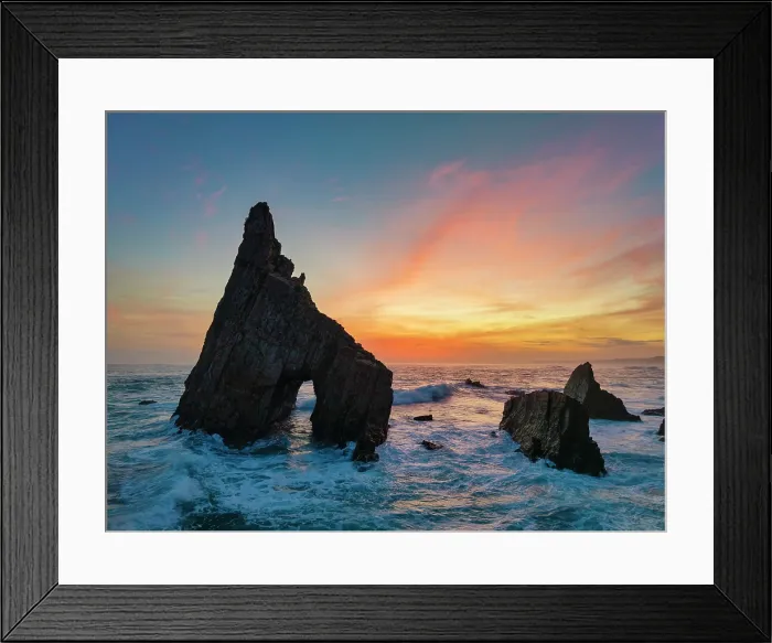 Framed Print : Rock Arch at Sunrise, Campiecho Beach, Asturias, Northern Spain Framed Print : Rock Arch at Sunrise, Campiecho Beach, Asturias, Northern Spain