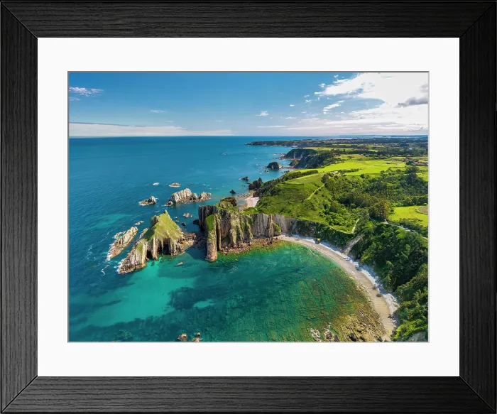 Framed Print : Aerial View Above Playa del Silencio, Asturias, Northern Spain Framed Print : Aerial View Above Playa del Silencio, Asturias, Northern Spain