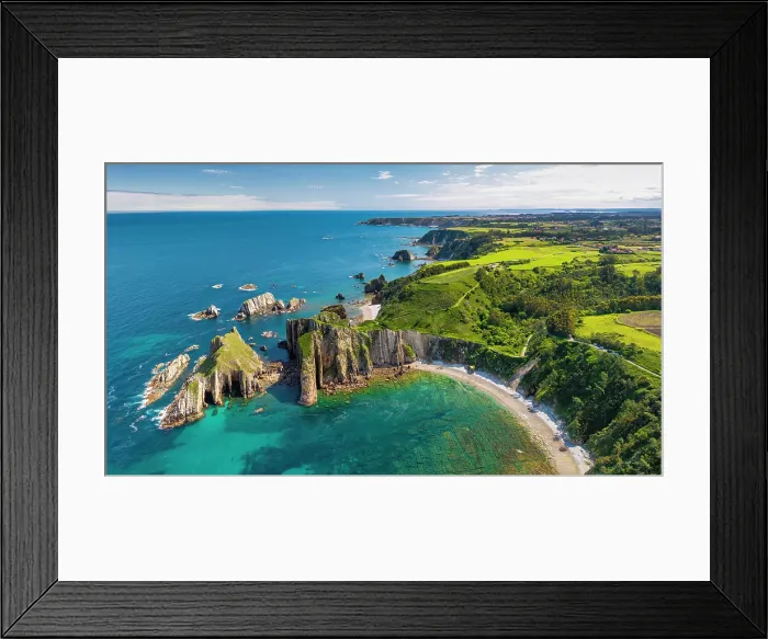 Framed Print : Aerial View Above Playa del Silencio, Asturias, Northern Spain Framed Print : Aerial View Above Playa del Silencio, Asturias, Northern Spain
