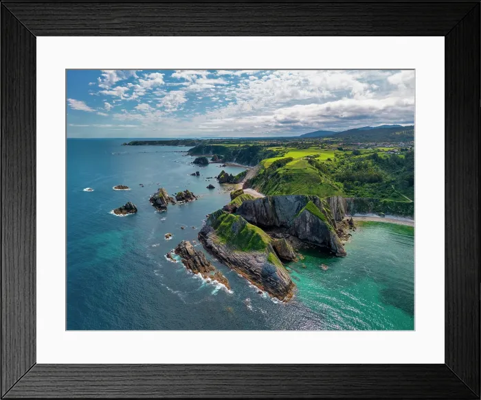 Framed Print : Aerial View Above Playa del Silencio, Asturias, Northern Spain Framed Print : Aerial View Above Playa del Silencio, Asturias, Northern Spain